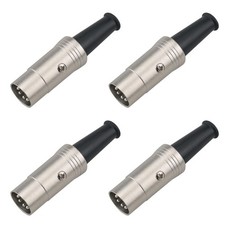 4PCS Silver Metal Body 5 Pin DIN Male Plug MIDI Cable Connector Soldering for...