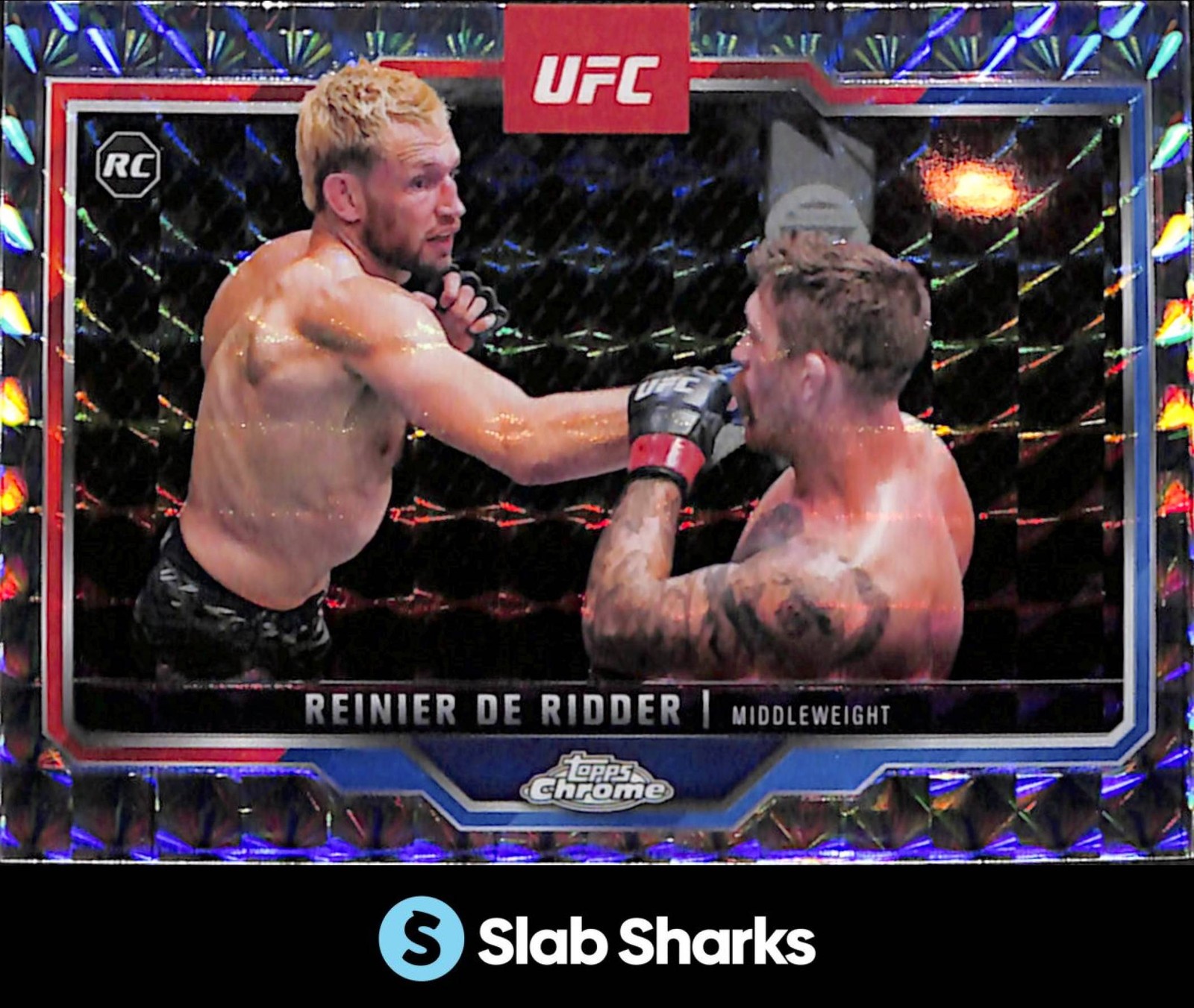 2025 TOPPS UFC CHROME #185 REINIER DE RIDDER GEOMETRIC REFRACTOR RC ROOKIE