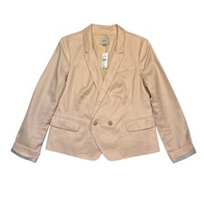 Ann Taylor LOFT Pink Linen Blend Double Breasted Preppy Blazer Jacket NWT Size M