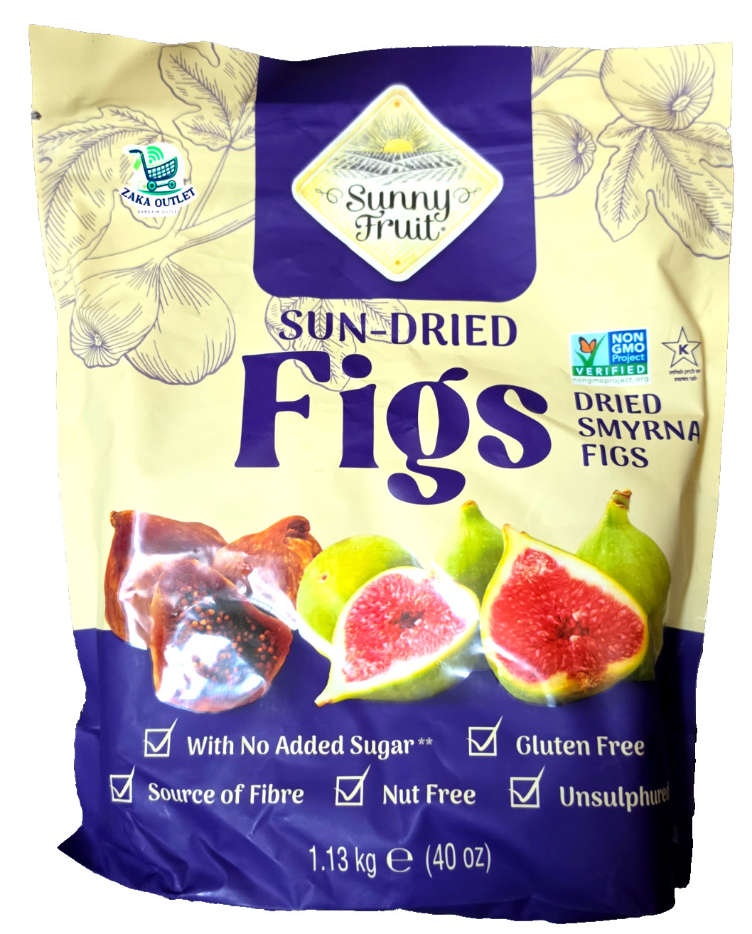 Sunny Fruit Sun Dried Smyrna Figs Natural Tender Juicy Gluten Free Snack 1.13kg