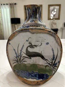 VTG Large Mexican Studio Art Pottery Concave Vase By Ken Edwards