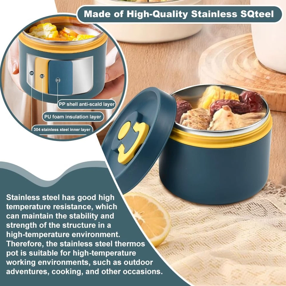 Contenitore Termico per Alimenti Caldi 650 Ml, Thermos per Alimenti Con Cucchiai - Immagine 4 di 4