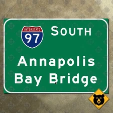Maryland Interstate 97 Annapolis Bay Bridge highway freeway road sign 21x15