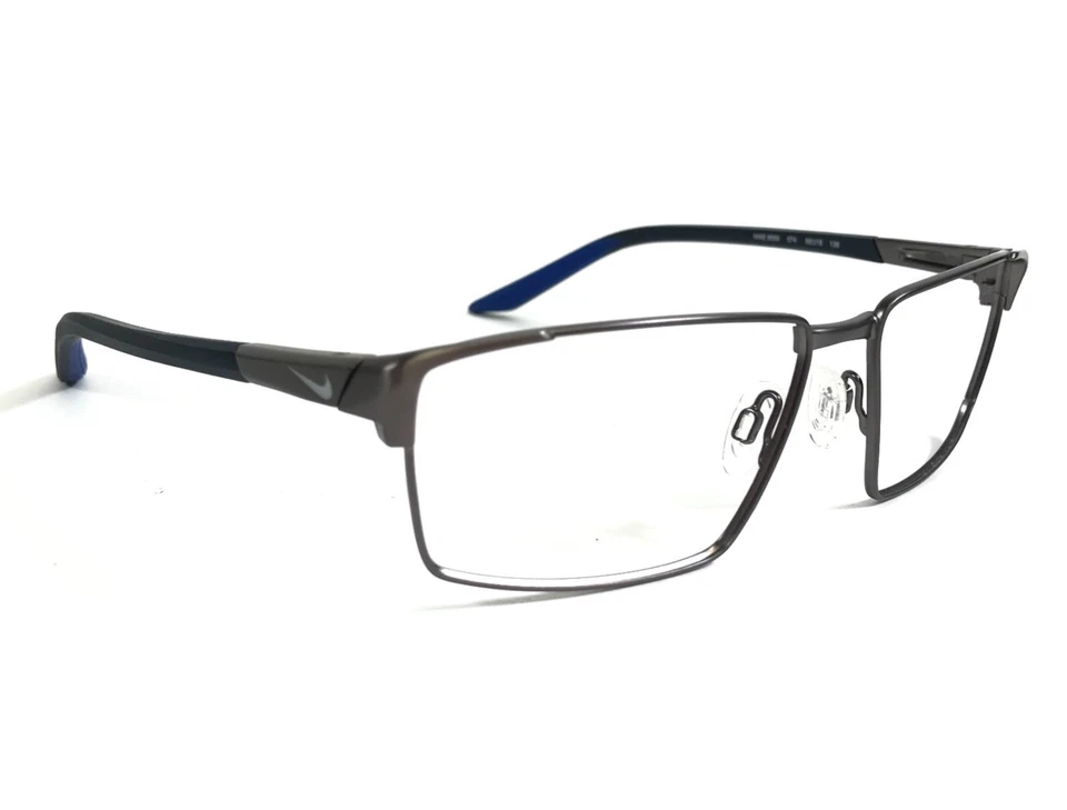 Monturas de gafas Nike 8053 074 cepillado Gunmetal Racer borde de alambre azul 55-15-135 Foto 3 de 4
