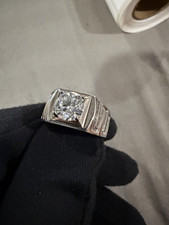 Mens Rhodium Plated 925 Silver Moissanite Ban...