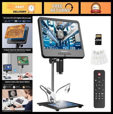10.1'' LCD Digital Microscope for Soldering, Electronics Repair, Coin Viewing & S