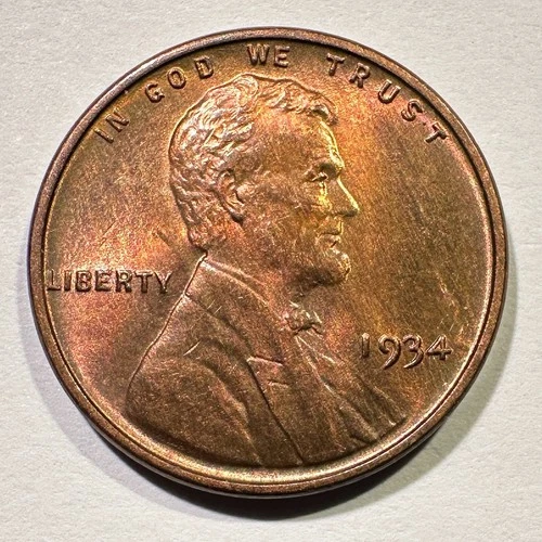 1934 Lincoln Wheat Cent Penny Uncirculated BU Great Album Coin Nice Color