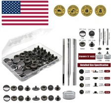 12 Set Leather Snap Fasteners Kit, 15mm Metal Snap Buttons Kit Press Studs wi...