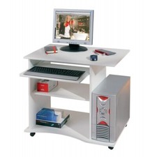 Kit Scrivania Portapc Computer Bianca Cameretta Legno Tavolo con Ruote Consolle