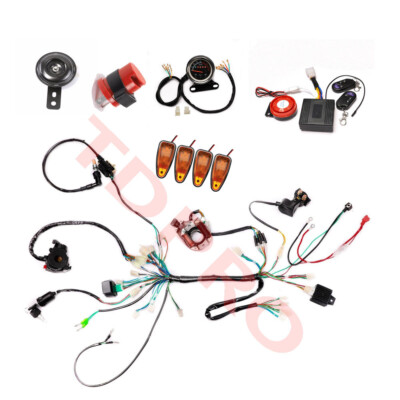 Electric Start Full Wiring Harness Light Alarm Flasher for 50 110 125cc ATV Quad
