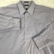 ARROW Purple Lavender Poplin Long Sleeve Button Dress Shirt Size 18.5 36/37 2XL