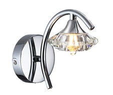 Vegas Modern Ceiling and Wall Lights in Polished Chrome with Crystal Sconces