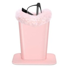 Eyeglasses Holder,Plush Lined PU Leather Pattern Stand Case with D-pink