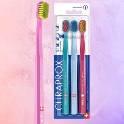 Curaprox Toothbrush 5460 Ultrasoft Toothbrush 3 Pack Colors Vary Sensitive Teeth