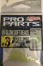 Owner 5197-307 UV Glow Soft Beads 28 Ct Pk Size 3 White-RARE-SHIPS N 24 HRS-NEW