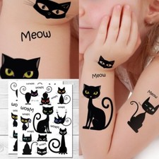Supperb Temporary Tattoos - Black Cute Cats Set of 2
