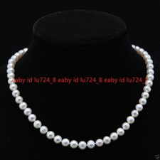Beautiful 7-8mm Genuine Natural White Freshwater Pearl Necklace Jewelry 18"