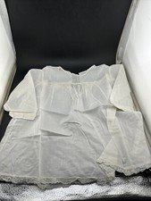 Victorian Antique toddler girl silk dress in white w. embroidery