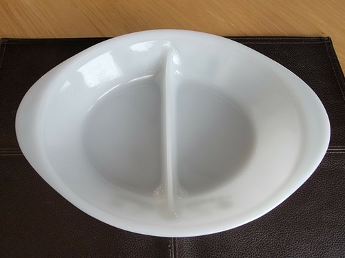 Vintage Glasbake Green Flowers Oval Divided Dish - Picture 6 of 8