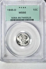1945-D 10C Mercury Dime PCGS MS66 OGH