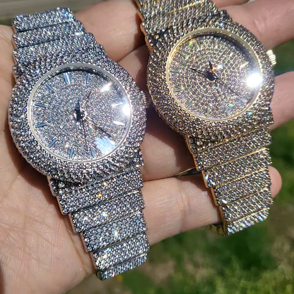 Women Watch Round Luxury Chandelier Hip Hop Lab Diamond Full 