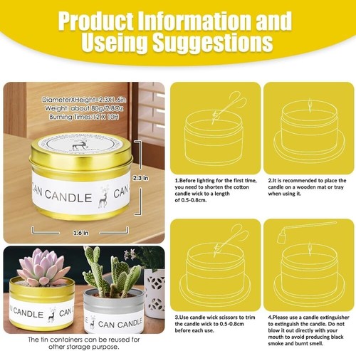 12 Pack Candles for Home Scented - 2.82oz / 80g Soy Wax Birthday Gift Christmas - Picture 6 of 6