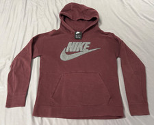 NIKE Youth Size XL Sweatshirt Hoodie Pullover Burgundy Grey Logo