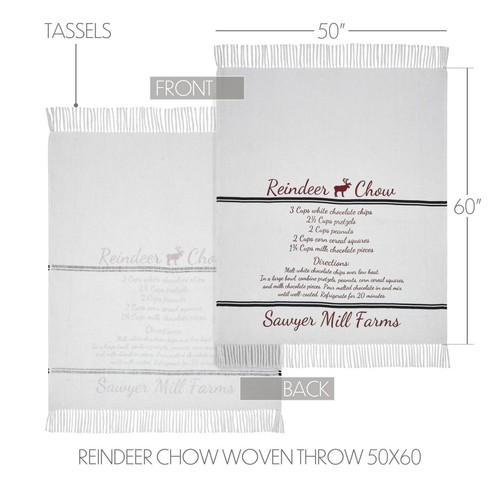 Sawyer Mill Reindeer Chow Woven Throw 60x50 Country 100% Cotton Ivory Red Black - Picture 4 of 7