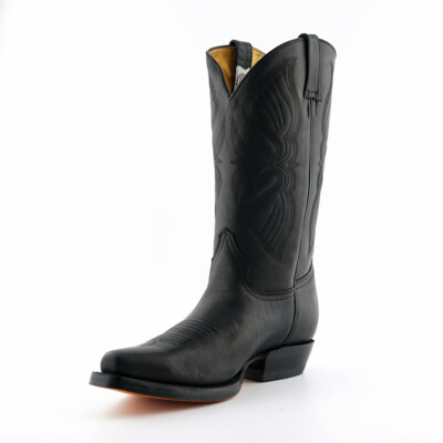 Grinders Louisiana Schwarz Herren Leder Stiefel Cowboy Western Slipper Spitz Stiefel