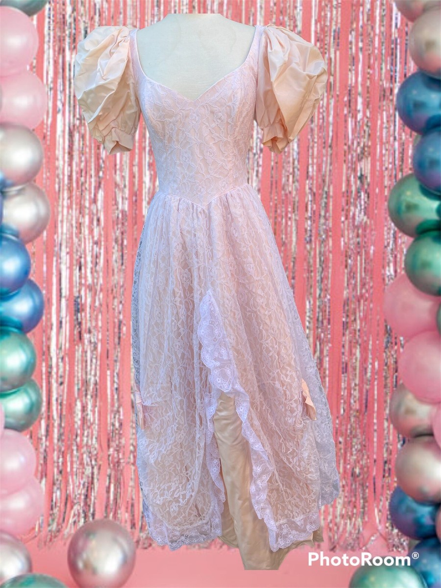 80年代 GUNNE SAX JESSICA McCLINTOCK ドレス 1980's Gunne Sax by Jessica Mcclintock Victorian Style Blue