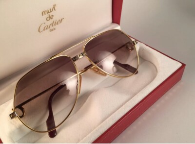 VINTAGE CARTIER SANTOS SCREWS 62MM SUNGLASSES FRANCE 18K HEAVY
