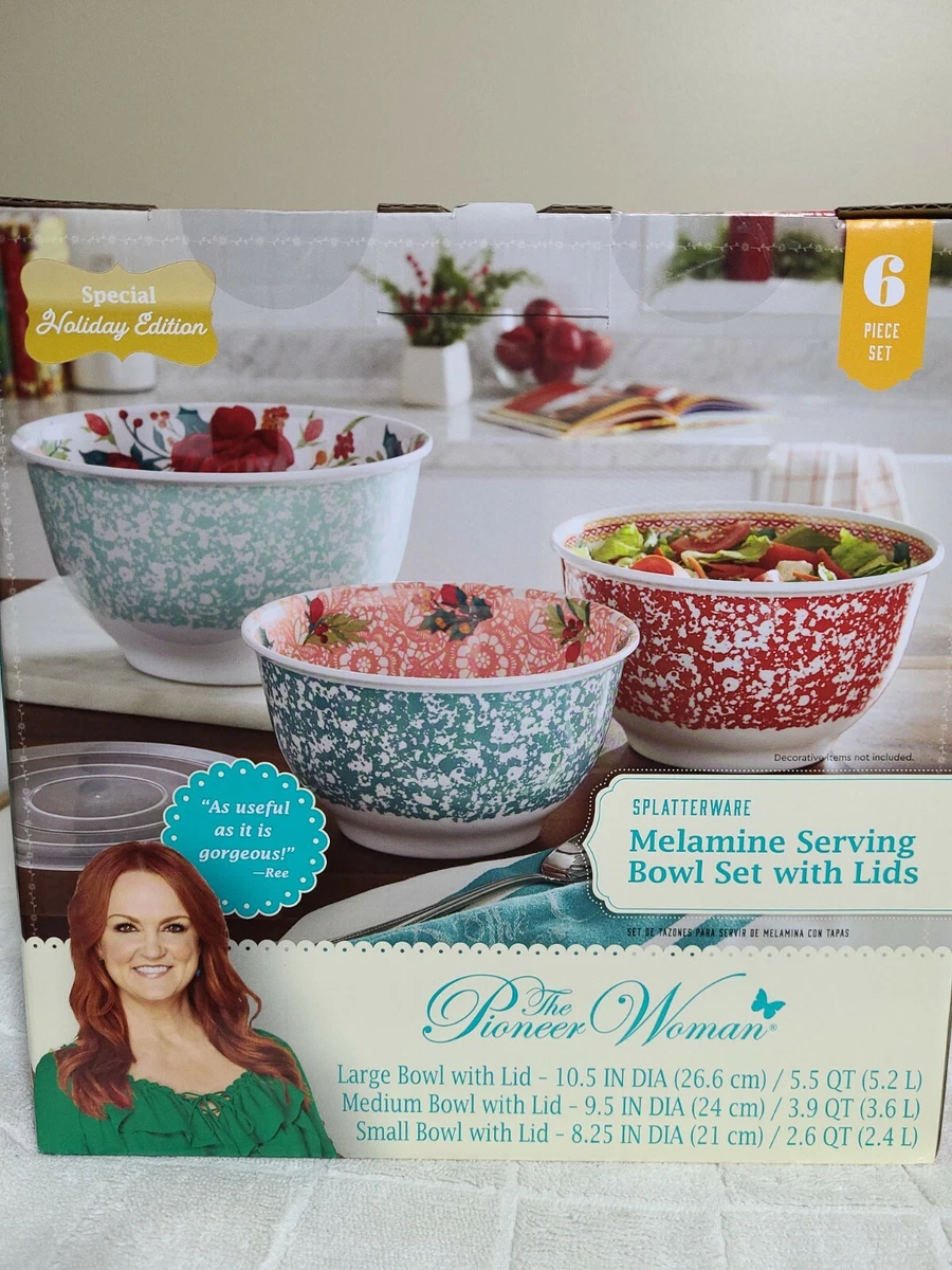 The Pioneer Woman Holiday Splatter Melamine Mixing Bowl Set, 6 Piece Set