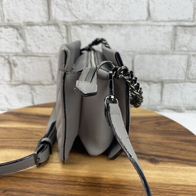 Victorias Secret Gray PU Leather Cross Body Chain Handle Purse Bag