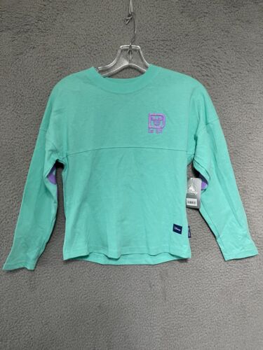 Walt Disney Kids World Spirit Jersey Teal Medium 7/8 Long sleeve Glitter NEW - Picture 2 of 5