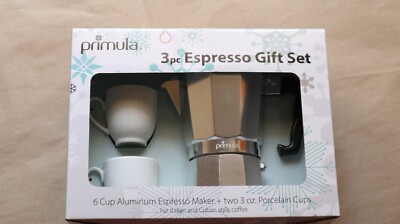Primula 3 pc Espresso Gift Set 2 mugs and Espresso Maker