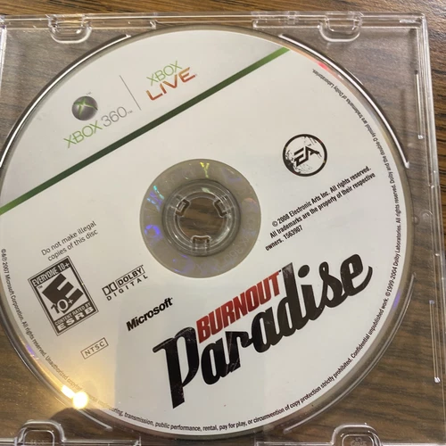 Burnout Paradise (Microsoft Xbox 360) Racing Game DISC ONLY (f)