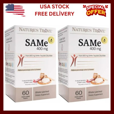 #ad Sam E 400Mg 120 Enteric Coated Caplets 2 Boxes of 60 Vegan Kosher Non Gmo $89.99