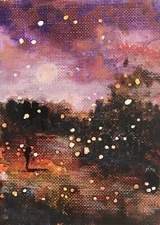 ACEO ATC Signed Art Print “Catching Fireflies” Figures Artist Trading Card