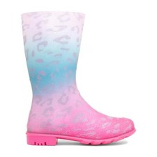 Girls Wellies Multi-Coloured Kids Welly Wellington Leopard Print Glitter SIZE