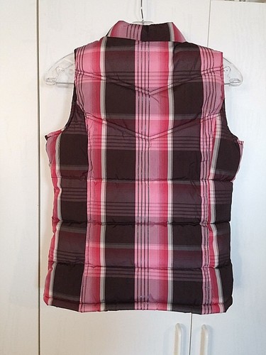 OLD NAVY GIRLS PLAID PUFFY ZIP WINTER VEST-XXL-WORN ONCE-FLEECE LINED-WARM/COMFY - Picture 2 of 3