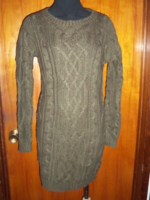Victoria's Secret Moda International Olive Slouchy Sweater Dress Cable Knit  XS | eBay