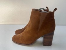 River Island Women's Tan Side Elastic Heeled Ankle Boots Shoes UK 6 EUR 39 -A5