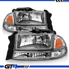 Faros de lámpara de señal de parachoques cromados cristal para Dodge Dakota Durango 1997-2004