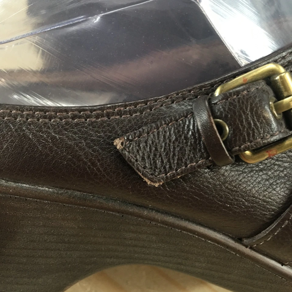 Easy Spirit Shoes Womens 9.5 M Steuben Slip On Mule Clogs Wedge Brown Leather - Image 4 of 4