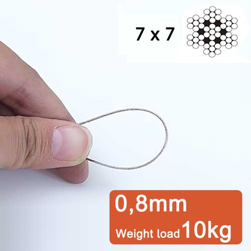 Stainless Steel 304 Wire Rope Cable Rigging Dia 0,3mm 0,4mm 0,45mm 0,5mm to 20mm - Picture 16 of 28