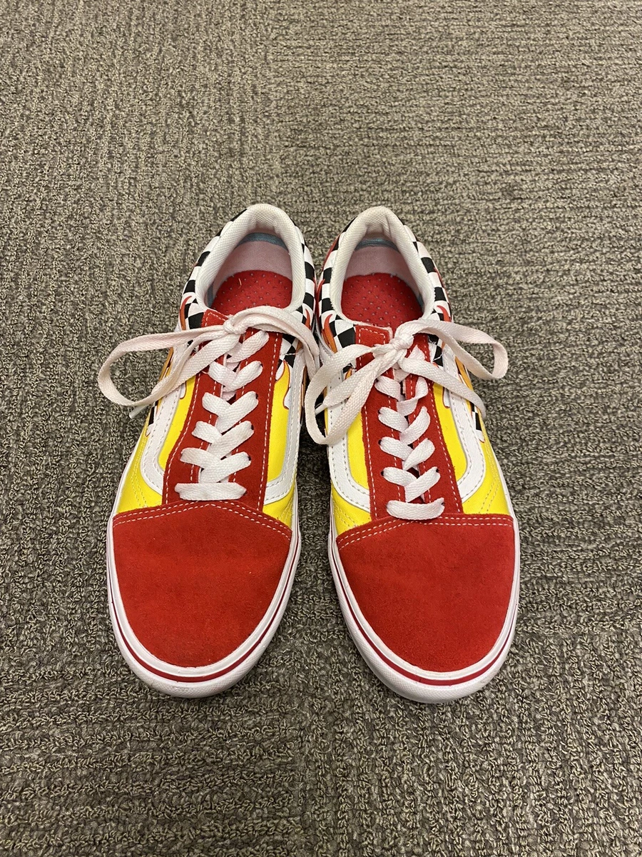 Vans Old Skool Flame Checkerboard Skate Shoes 5.5 Juniors Kids