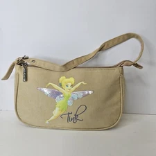 Vintage Disney Mini Tinkerbell Tan Canvas Tan Shoulder Bag Purse Please Read
