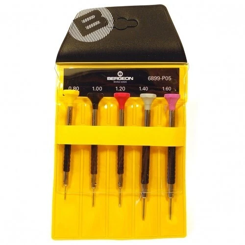 BERGEON 6899 P05 ERGONOMIC 5 PIECE WATCHMAKERS SCREWDRIVER SET