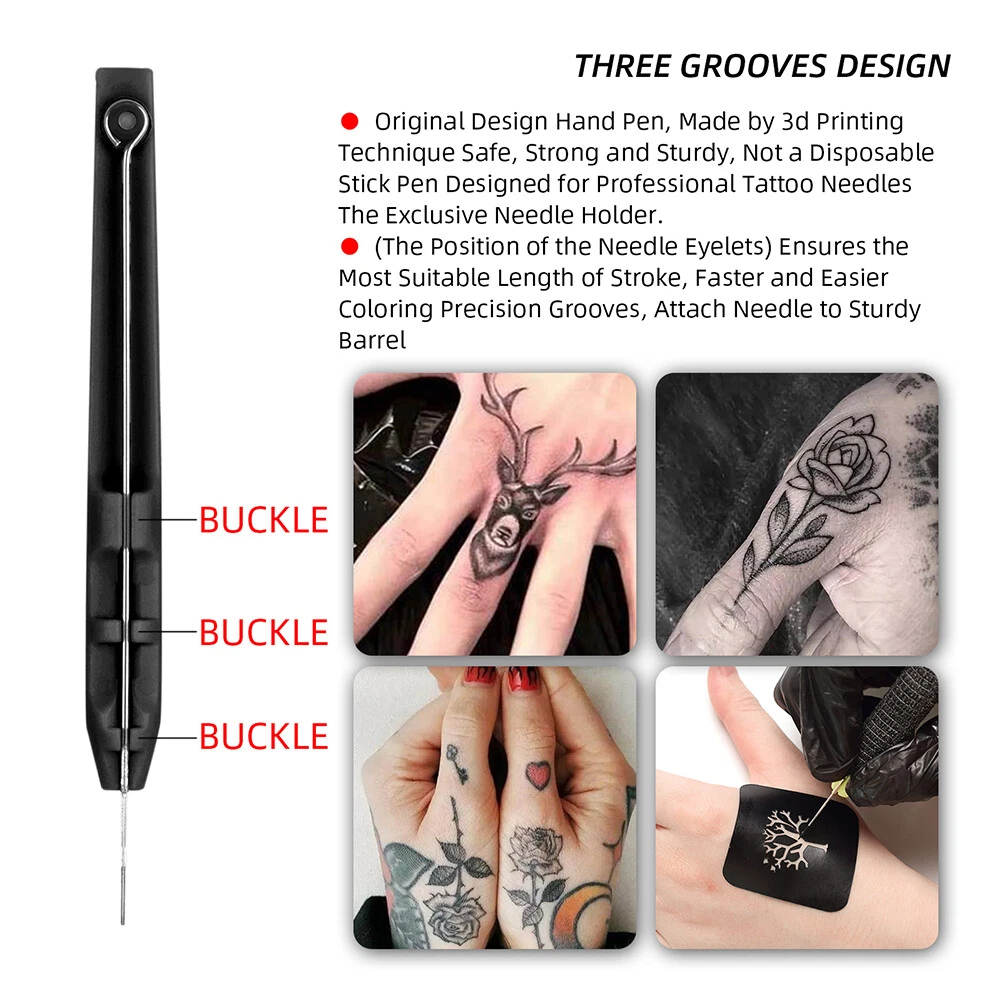 Tattoo Stick Poke Kit Hand Pen Needles Cushion DIY Body Art Supplies (3RL)