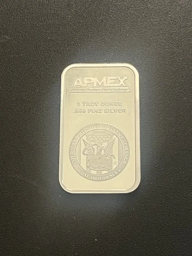APMEX One Troy Ounce 1 oz Silver Bar  .999 Fine